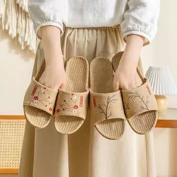 Летние модные женские ретро-тапочки из льна 35