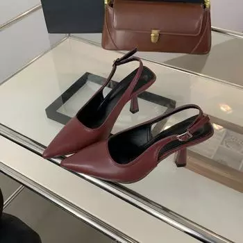 Летние модные женские сандалии, простые, с острым носком, пряжкой, неглубоким носком, сандалии на высоком каблуке, обувь больших размеров 35