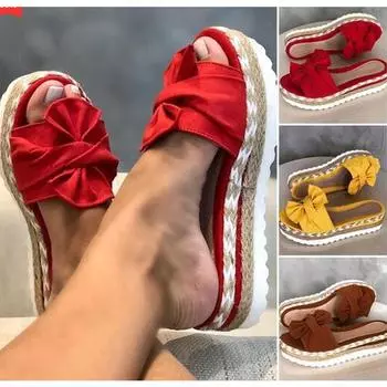 Летние модные женские тапочки больших размеров с бантом и узлом, повседневные сандалии из пеньковой веревки 35 белый