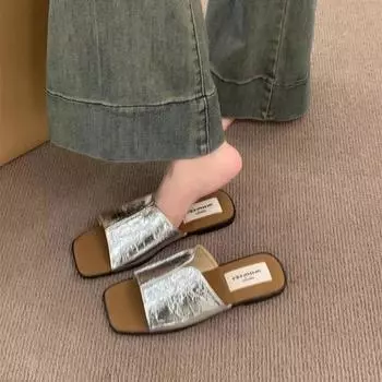 Летние модные женские тапочки Удобные повседневные дышащие женские тапочки на плоской подошве 35 бежевый