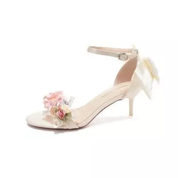 Летние модные женские туфли-лодочки с открытым носком, атласные босоножки с цветочным бантом и пряжкой на высоком каблуке, свадебные туфли 35