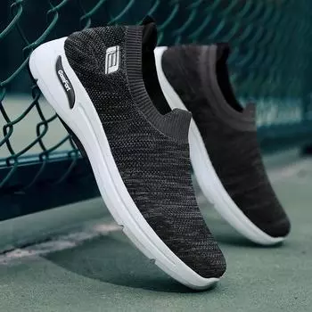 Летние мягкие мужские повседневные кроссовки, сетчатая обувь, модные универсальные мокасины, спортивные мужские кроссовки, удобные дышащие мужские туфли без застежек 39 чёрный