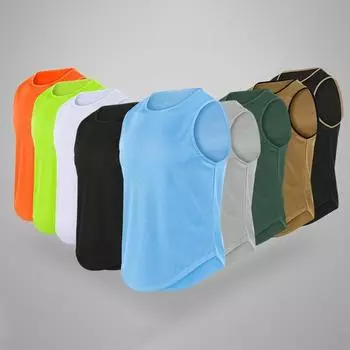 Летние мужские безрукавки быстросохнущие майки для бега, тренировок, баскетбола M армия зеленый