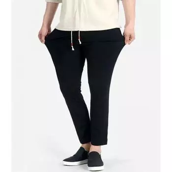 Летние мужские брюки из ледяного шелка, повседневные деловые тонкие дышащие прямые брюки, офисные брюки, уличная одежда L чёрный