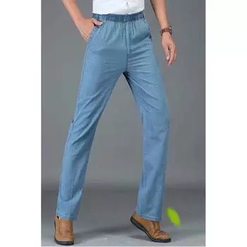 Летние мужские брюки, тонкие свободные дышащие мужские брюки с высокой талией XXXXXL синий
