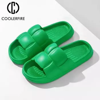 Летние мужские домашние тапочки EVA Cloud на толстой платформе для ванной комнаты, женские домашние простые женские домашние тапочки, шлепанцы с подушкой, TX011 36-37 чёрный