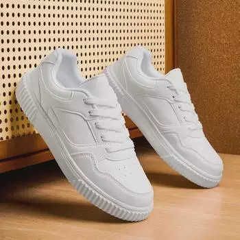 Летние мужские дышащие белые корейские модные универсальные повседневные спортивные туфли с толстой подошвой 40