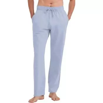 Летние мужские дышащие льняные брюки свободного кроя однотонные легкие брюки эластичная талия повседневные пляжные брюки S небесно-голубой