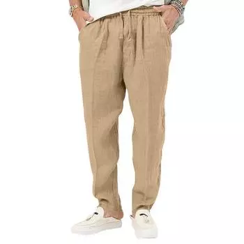 Летние мужские дышащие льняные брюки свободные повседневные спортивные мужские брюки S
