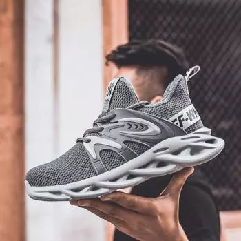 Летние мужские дышащие защитные ботинки со стальным носком и защитой от ударов — легкие, износостойкие и с мягкой подошвой 42 серый