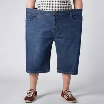 Летние мужские джинсы, прямые свободные брюки больших размеров, мужские брюки, эластичные брюки 30