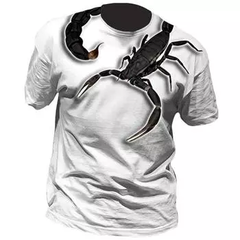 Летние мужские футболки 3DTee Animal Harajuku Top Scorpion Graphic Print Casual Oversize Clothing 2022 O-Neck Short Sleeve T Shirt S