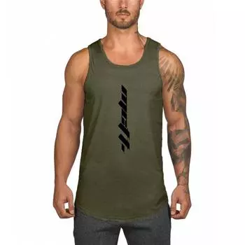 Летние мужские футболки без рукавов Muscleguys для тренировок и фитнеса, удобная майка на лямках M чёрный