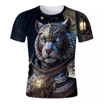 Летние мужские футболки, детские футболки с круглым вырезом и короткими рукавами, камуфляжные тигровые спецназы, модные индивидуальные топы большого размера с 3D принтом 3XL