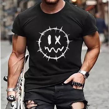 Летние мужские футболки с 3D принтом и рисунком улыбающегося лица, модные повседневные спортивная одежда с круглым вырезом и короткими рукавами, уличная одежда, топы большого размера XL