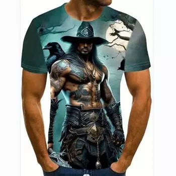 Летние мужские футболки с 3D принтом «Рыцарь», модные повседневные детские спортивные костюмы с круглым вырезом и короткими рукавами, уличная одежда в стиле Харадзюку, большие топы S