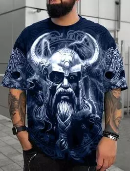 Летние мужские футболки с 3D принтом серии черепа, модные повседневные комплекты с короткими рукавами и шортами с круглым вырезом, уличный спортивный костюм большого размера