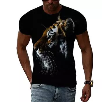 Летние мужские футболки с коротким рукавом, 3D-эффект, стильная мужская футболка с круглым вырезом, дышащий модный топ S