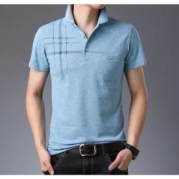 Летние мужские футболки с короткими рукавами, мужские футболки среднего возраста, модная повседневная тонкая одежда для пап с лацканами M