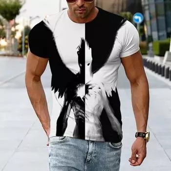 Летние мужские футболки с короткими рукавами, топы с 3D принтом, повседневная винтажная футболка в стиле Харадзюку, одежда больших размеров XS