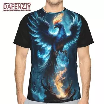 Летние мужские футболки с принтом 3D Phoenix, графические топы с коротким рукавом, модные футболки в стиле хип-хоп, мужские футболки, винтажная мужская одежда S синий