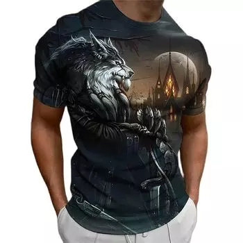 Летние мужские футболки с принтом животных и волка, винтажные повседневные свободные футболки с круглым вырезом и короткими рукавами в стиле Харадзюку, одежда большого размера 4XL