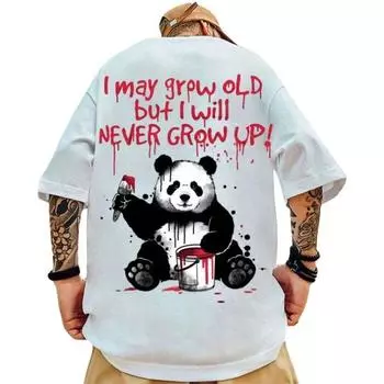 Летние мужские футболки с рисунком животных, модные свободные футболки с круглым вырезом и короткими рукавами, свободные топы, одежда больших размеров S