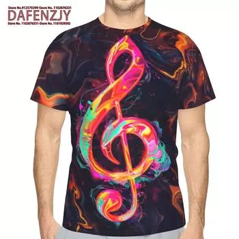 Летние мужские футболки в стиле хип-хоп с принтом music note 3D Harajuku, повседневные топы с коротким рукавом, уличная модная одежда S серый