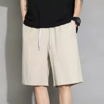 Летние мужские хлопковые брюки, льняные однотонные базовые короткие брюки, мужские летние спортивные легкие спортивные штаны 4XL армия зеленый