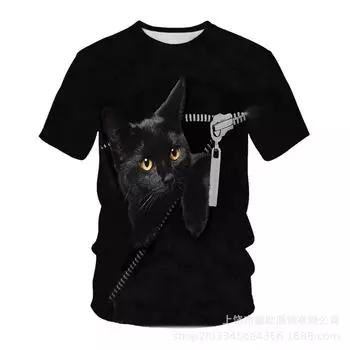 Летние мужские и женские футболки с 3D-цифровой печатью, свободные футболки с круглым вырезом и короткими рукавами S