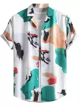 Летние мужские и женские персонализированные топы с нерегулярным рисунком и принтом, модные рубашки с короткими рукавами, универсальные топы на пуговицах S