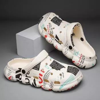 Летние мужские и женские тапочки на толстой платформе для дома и ванной комнаты, шлепанцы для улицы из ЭВА, пляжная обувь, сандалии, шлепанцы Lover 45 38-39 чёрный