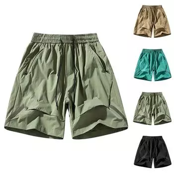 Летние мужские камуфляжные шорты с цифровым принтом, гибкие эластичные укороченные спортивные шорты L чёрный