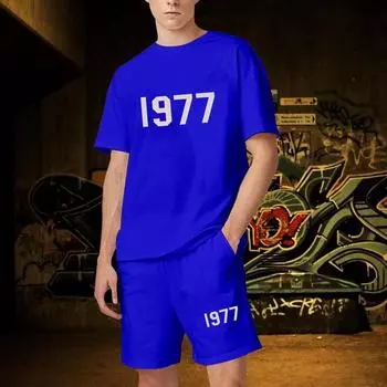 Летние мужские комплекты из 2 предметов: спортивная одежда с коротким рукавом, уличная футболка, комплект спортивного костюма Essentials 1977, спортивный костюм с принтом XXXL