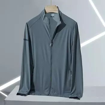 Летние мужские кожаные пальто с защитой от УФ-излучения, дышащие легкие дышащие легкие тонкие солнцезащитные костюмы с воротником-стойкой, повседневные куртки больших размеров 8XL чёрный