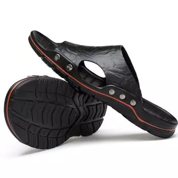 Летние мужские кожаные тапочки с массажной подошвой большого размера 38-48 Пляжные сандалии 38 коричневый