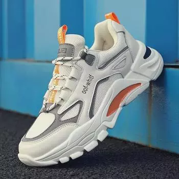 «Летние мужские кроссовки для бега 2025 года, универсальные, с толстой подошвой и дышащей сеткой — повседневные спортивные и папины кроссовки» 39 бежевый