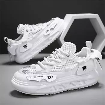 Летние мужские кроссовки для бега, легкие спортивные туфли, классическая сетчатая дышащая повседневная обувь, мужские модные мокасины, кроссовки 39 белый