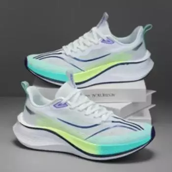 Летние мужские кроссовки для бега, новые профессиональные спортивные тренировочные кроссовки с карбоновой пластиной, нескользящие, амортизирующие, теннисные туфли 36 синий