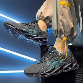 Летние мужские кроссовки, летающие туфли с ткаными лезвиями, легкие повседневные кроссовки с дышащей сеткой, большие размеры, Zapatillas Hombre 46 серый