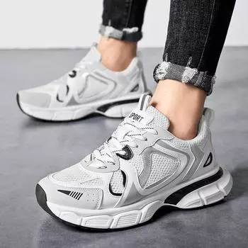 Летние мужские кроссовки Pop Daddy с толстой подошвой, классическая сетчатая поверхность, дышащие, повседневные кроссовки для бега, мягкая подошва, нескользящая спортивная обувь 39