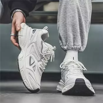 Летние мужские кроссовки с дышащей сеткой — легкие, увеличивающие рост, модные повседневные кроссовки 40 бежевый