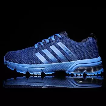 «Летние мужские кроссовки с дышащей воздушной подушкой 2024 года — модные спортивные кроссовки Flying Weave для мужчин и пар больших размеров» 38 синий