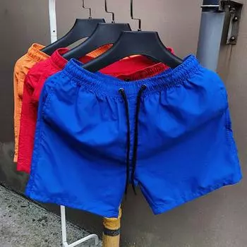 Летние мужские купальники, пляжные шорты, однотонные быстросохнущие дышащие шорты с эластичной резинкой на талии, плавки, штаны для плавания XL красный