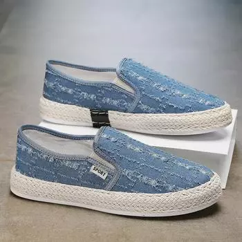 Летние мужские лоферы, летняя повседневная обувь для мужчин, 2023, удобные прогулочные кроссовки в стиле яппи, мужские римские эспадрильи, мужская обувь 39 чёрный