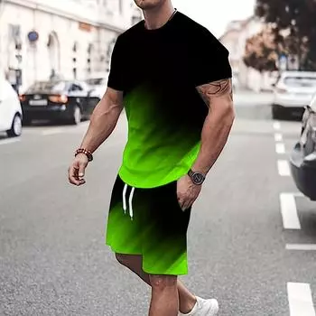 Летние мужские модные комплекты из 2 предметов, спортивный костюм больших размеров, мужские футболки с принтом в спортивном стиле, мужская футболка, шорты, костюм S