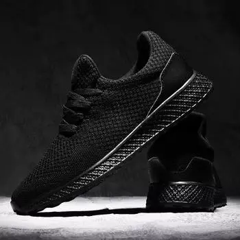 Летние мужские модные кроссовки для бега, легкие теннисные туфли 39 чёрный