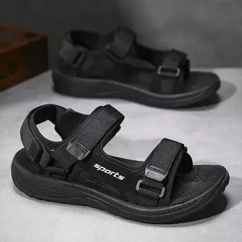 Летние мужские модные легкие уличные повседневные сандалии для взрослых, пляжная обувь, тапочки 40 чёрный