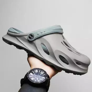 Летние мужские модные пляжные сандалии сабо на толстой подошве, водонепроницаемые нескользящие сандалии, шлепанцы, нескользящие мягкие туфли из ЭВА с отверстиями 41