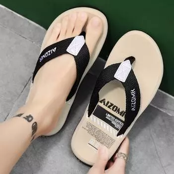 Летние мужские модные повседневные тапочки, сандалии, пляжная обувь, тапочки с рисунком «елочка», домашняя мужская обувь 40 чёрный